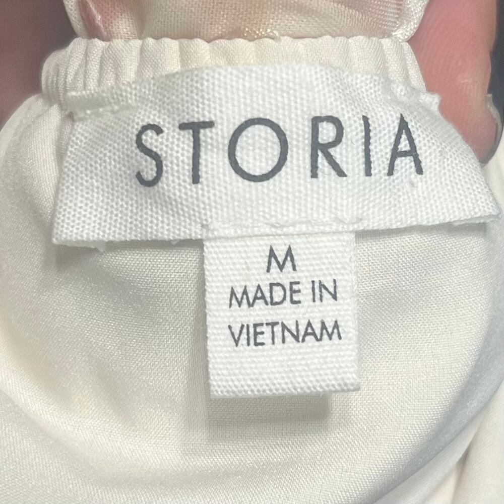 Storia Floral Boho Midi Dress M V-Neck Flutter Sleeve Lace Boho Chic Romantic - Picture 7 of 10